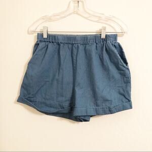 Forever 21 Chambray Elastic Waist Cuffed Shorts